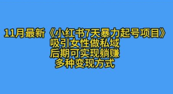 K总部落11月最新小红书7天暴力起号项目，吸引女性做私域【揭秘】-0716网赚平台