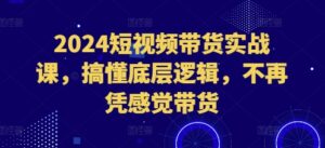 2024短视频带货实战课，搞懂底层逻辑，不再凭感觉带货-0716网赚平台