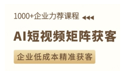 AI短视频矩阵获客实操课，企业低成本精准获客-0716网赚平台