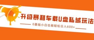 升级暴利车载U盘私域玩法，0基础小白也能轻松日入多张【揭秘】-0716网赚平台