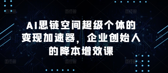 AI思链空间超级个体的变现加速器，企业创始人的降本增效课-0716网赚平台