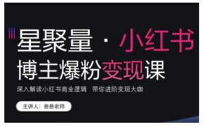 小红书博主爆粉变现课，深入解读小红书商业逻辑，带你进阶变现大咖-0716网赚平台