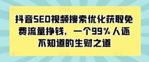 抖音SEO视频搜索优化获取免费流量挣钱，一个99%人还不知道的生财之道-0716网赚平台