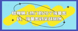 短视频上热门的20个流量密码，流量密码实战案例-0716网赚平台