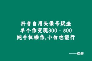 抖音自用头像号玩法，单个作变现300 – 500？纯手机操作，小白也能行-0716网赚平台