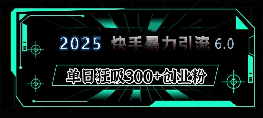 2025年快手6.0保姆级教程震撼来袭，单日狂吸300+精准创业粉-0716网赚平台