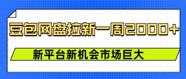 豆包网盘拉新，一周2k，新平台新机会-0716网赚平台