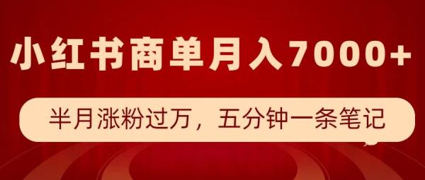 小红书商单最新玩法，半个月涨粉过万，五分钟一条笔记，月入7000+-0716网赚平台