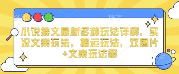 小说推文最新多种玩法详解，实况文案玩法，搬运玩法，双图片+文案玩法等-0716网赚平台