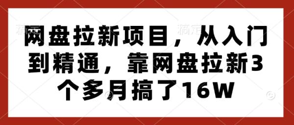 网盘拉新项目，从入门到精通，靠网盘拉新3个多月搞了16W-0716网赚平台